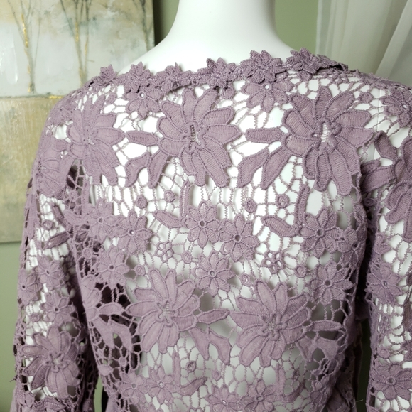 Dusty Purple Boho Lace Blouse - Picture 6 of 7
